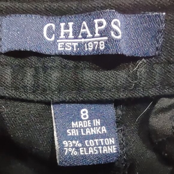CHAPS BLACK DENIM PENCIL SKIRT SILVER BUCKLE FAUX BELT ACCENT 4 POCKET SIZE 8 - Picture 11 of 13